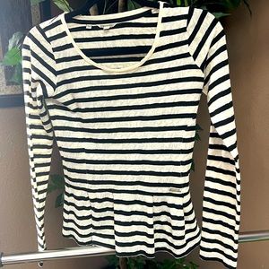 Guess Peplum Lace and Black and Cream Striped Long Sleeve - Size XS